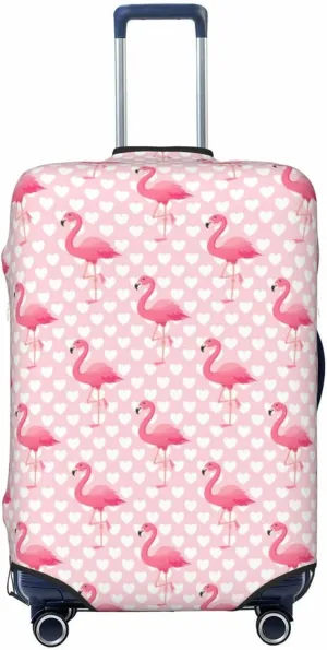 HooYiiok Travel Luggage Cover Protector Cute Flamingo With Heart - Anti-Scratch Suitcase Covers Fits 18-32 Inch Luggage