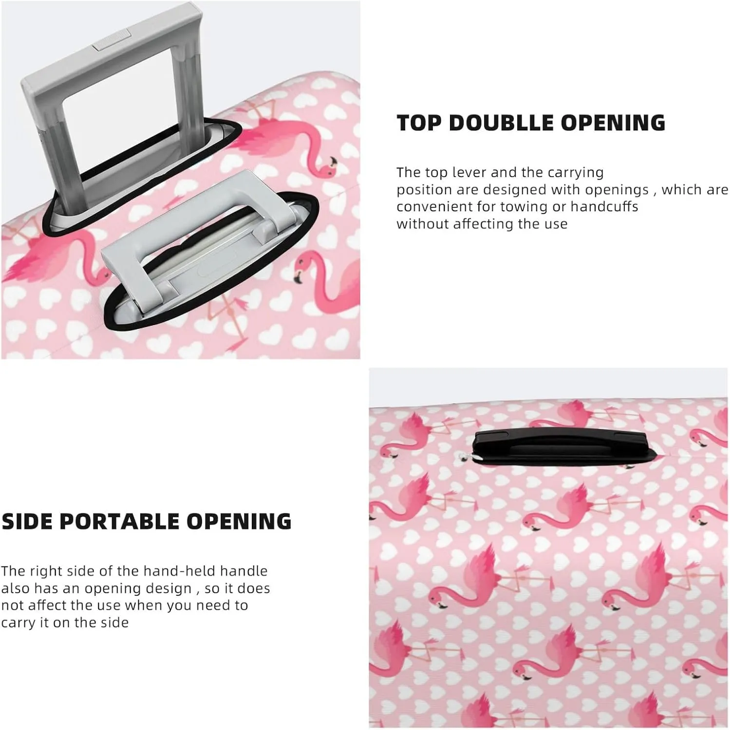 HooYiiok Travel Luggage Cover Protector Cute Flamingo With Heart - Anti-Scratch Suitcase Covers Fits 18-32 Inch Luggage
