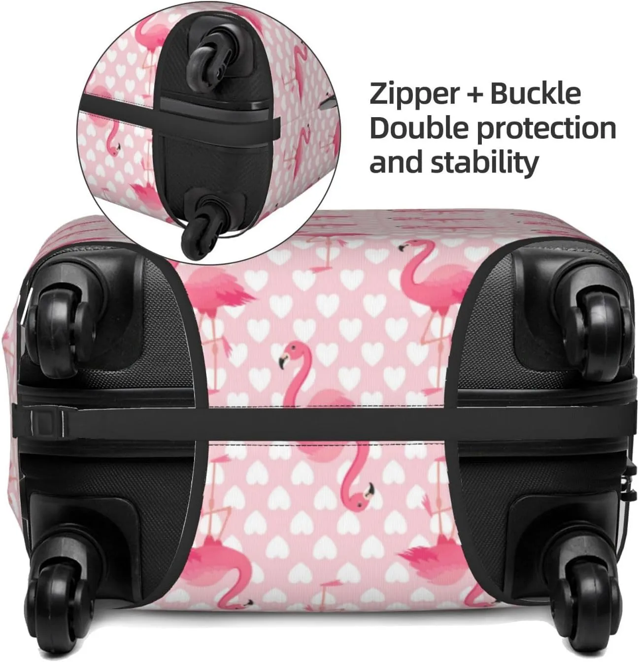 HooYiiok Travel Luggage Cover Protector Cute Flamingo With Heart - Anti-Scratch Suitcase Covers Fits 18-32 Inch Luggage