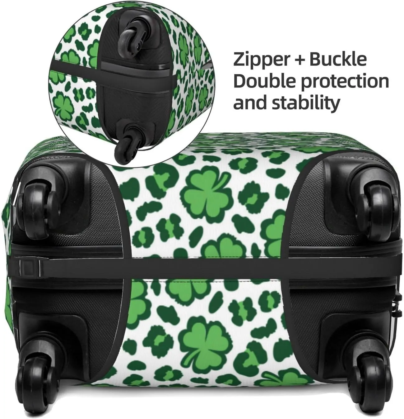 HooYiiok Travel Luggage Cover Protector Leopard Print St. Patrick'S Day - Anti-Scratch Suitcase Covers Fits 18-32 Inch Luggage