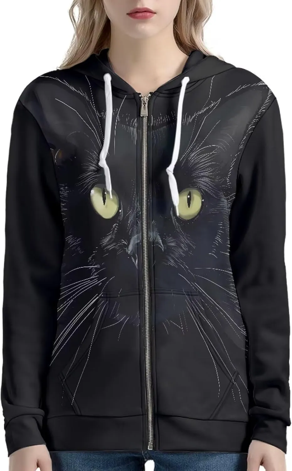 Irisjudy Color Stripes Zip up Hoodies for Women, Monet Art Sport Sweatshirt Women Ladies Hooded Tops for Spring Fall