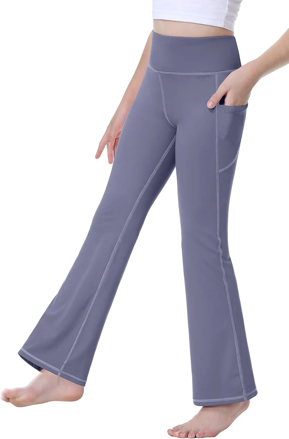 IUGA Girls Flare Leggings High Waist Cute Preppy Clothes for Girls Uniform Pants with Pockets Bell Bottom Pants