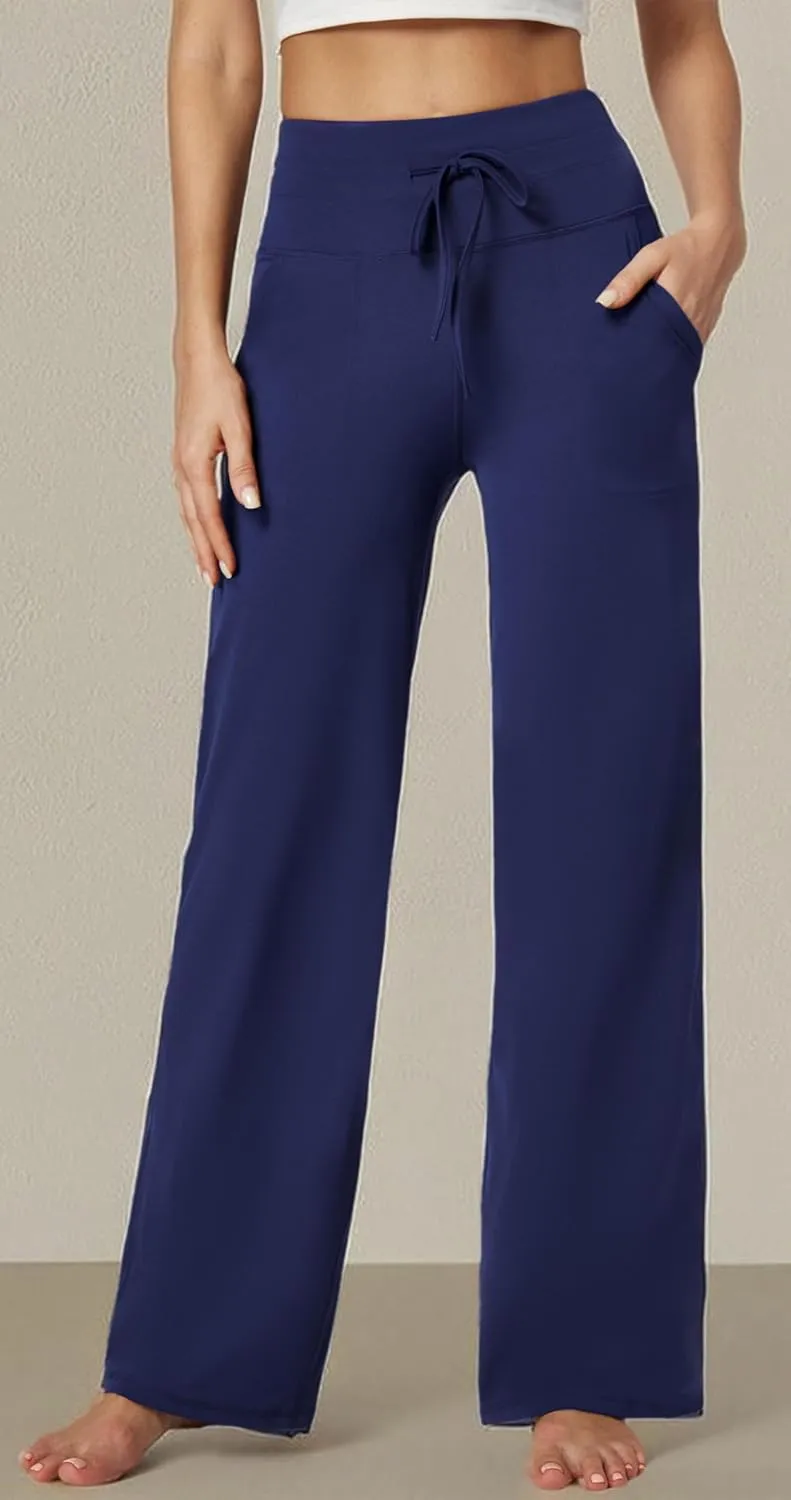 IUGA Wide Leg Yoga Pants for Women Sweatpants with Pockets Yoga Pants Flare Lounge Pants Loose High Waist Comfy Workout Dance