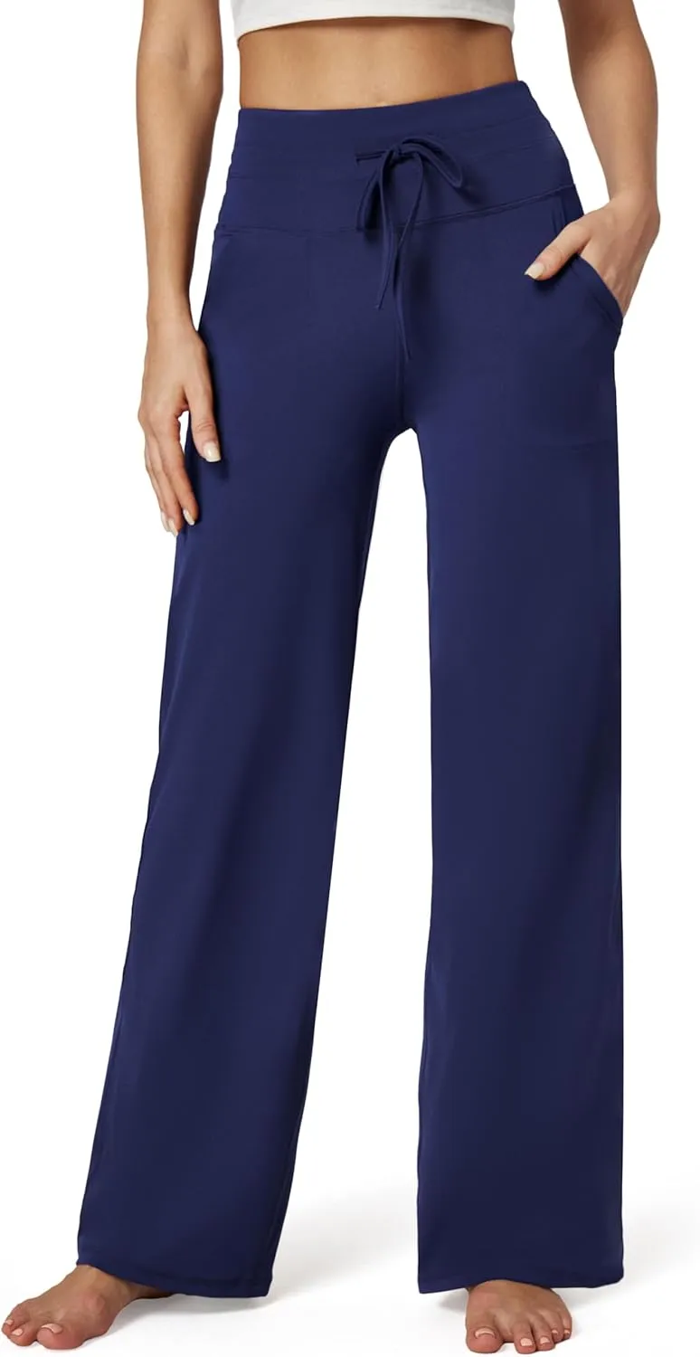 IUGA Wide Leg Yoga Pants for Women Sweatpants with Pockets Yoga Pants Flare Lounge Pants Loose High Waist Comfy Workout Dance