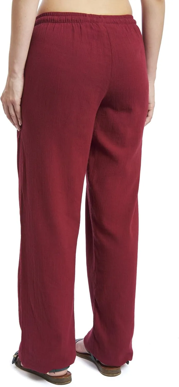 J & Ce Women's Cotton Gauze Low Waist Beach & PJ Pants