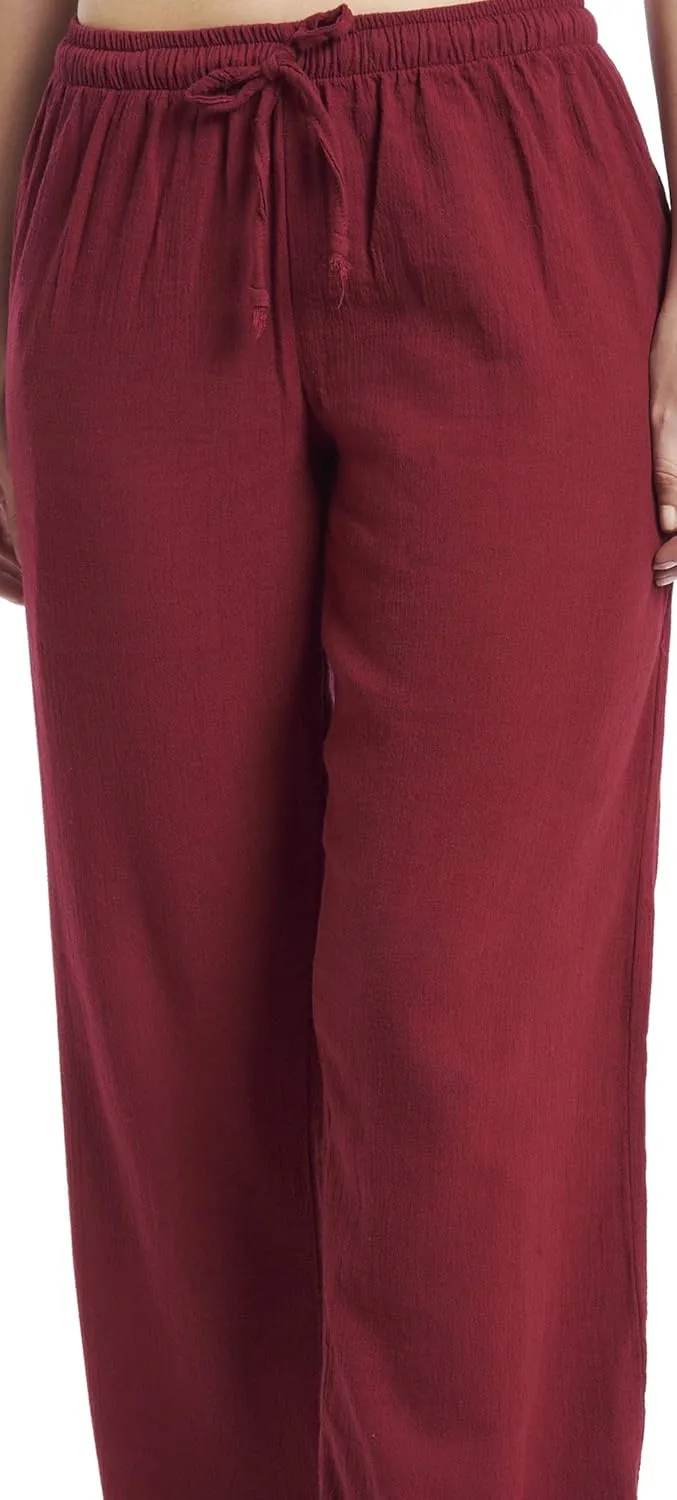 J & Ce Women's Cotton Gauze Low Waist Beach & PJ Pants