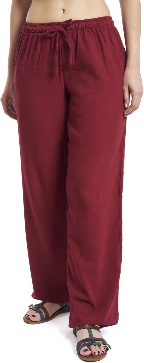 J & Ce Women's Cotton Gauze Low Waist Beach & PJ Pants