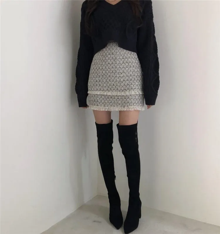 [Korean Style] Gigi Ribbon Cropped Knit Top