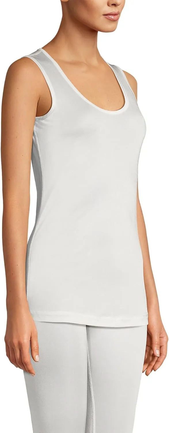 Lands' End Women's Petite Silk Interlock Thermal Long Underwear Base Layer Tank Top