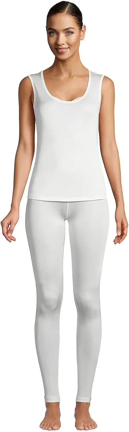 Lands' End Women's Petite Silk Interlock Thermal Long Underwear Base Layer Tank Top