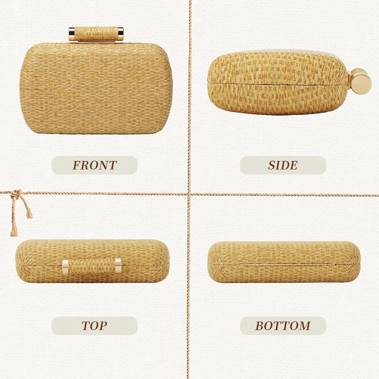 Lanpet Womens Evening Handbags Elegant Straw Clutch Purse for Party Wedding Summer Beach Bag