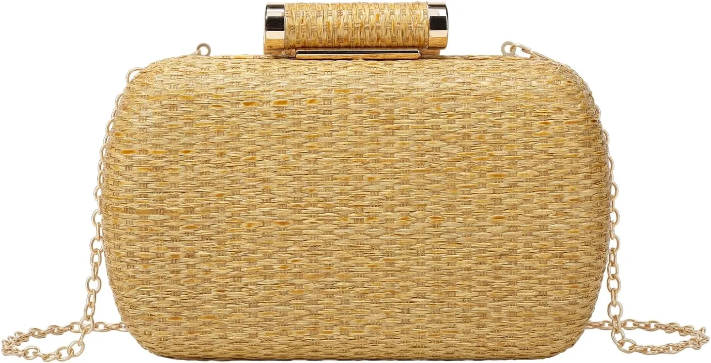 Lanpet Womens Evening Handbags Elegant Straw Clutch Purse for Party Wedding Summer Beach Bag