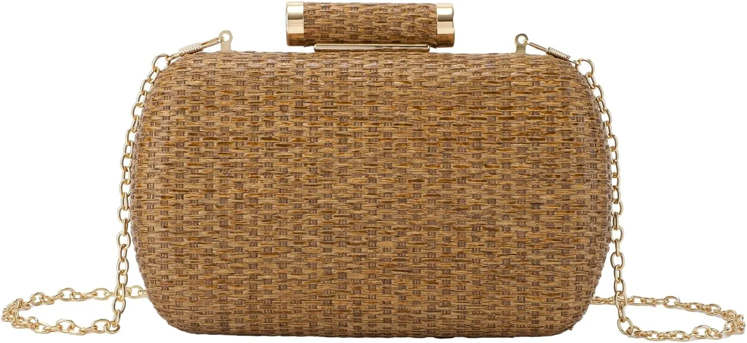 Lanpet Womens Evening Handbags Elegant Straw Clutch Purse for Party Wedding Summer Beach Bag