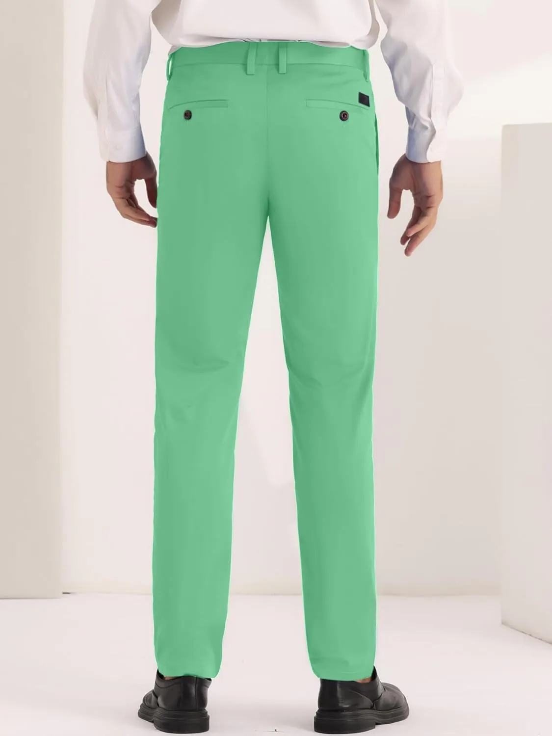 Lars Amadeus Men's Dress Chino Slim Fit Stretch Flat Front Solid Color Business Pants