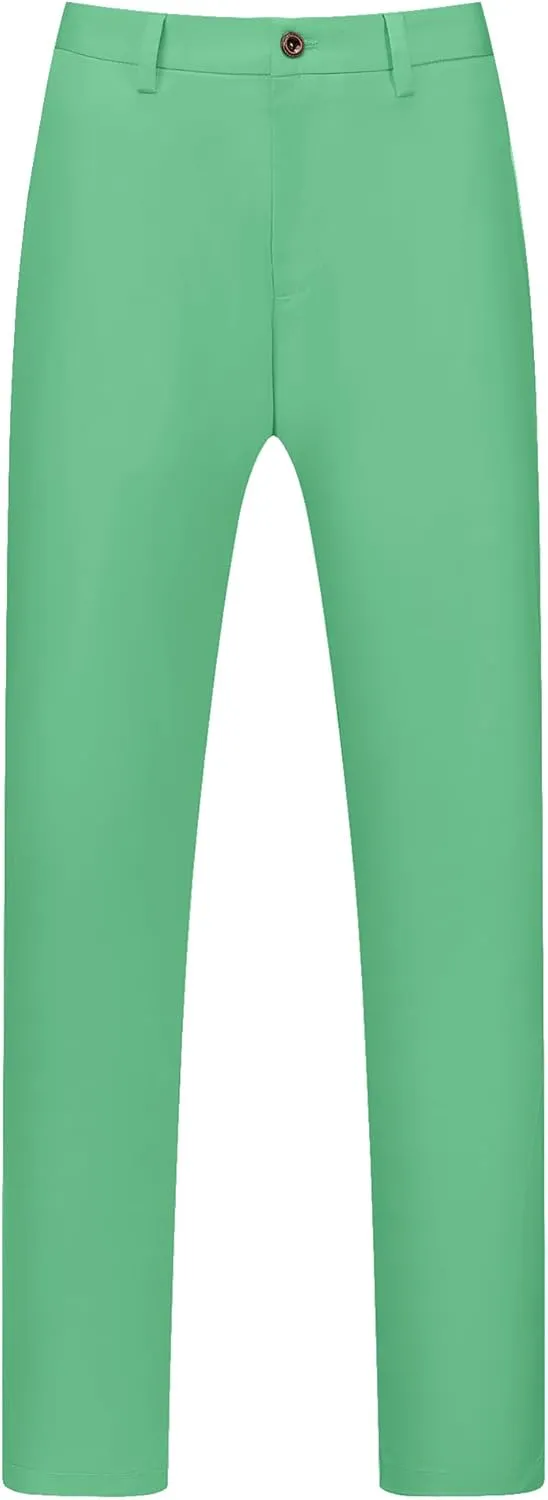 Lars Amadeus Men's Dress Chino Slim Fit Stretch Flat Front Solid Color Business Pants