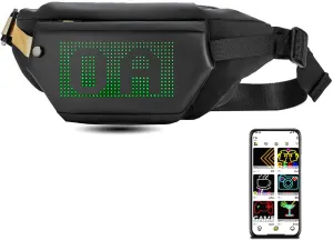 LED Fanny Pack, Shoulder Bag with LED Display, Water Resistant Multi Compartments for Men Women, Adjustable Strap, Detachable Magnetic Buckle, Customizable Artwork, USB