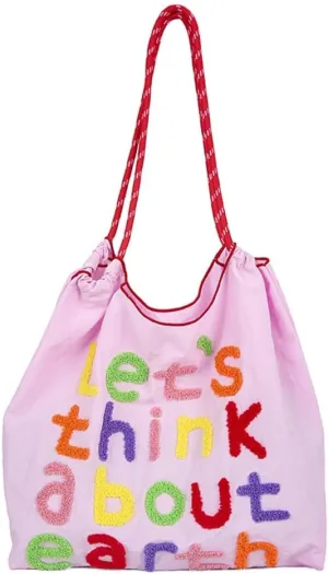 Let's Think about Earth Tote Bag Waterproof Nylon Shopping Bag Purses Trendy Satchel Crossbody Shoulder Bag 2024