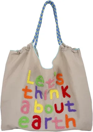 Let's Think about Earth Tote Bag Waterproof Nylon Shopping Bag Purses Trendy Satchel Crossbody Shoulder Bag 2024