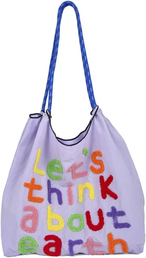 Let's Think about Earth Tote Bag Waterproof Nylon Shopping Bag Purses Trendy Satchel Crossbody Shoulder Bag 2024