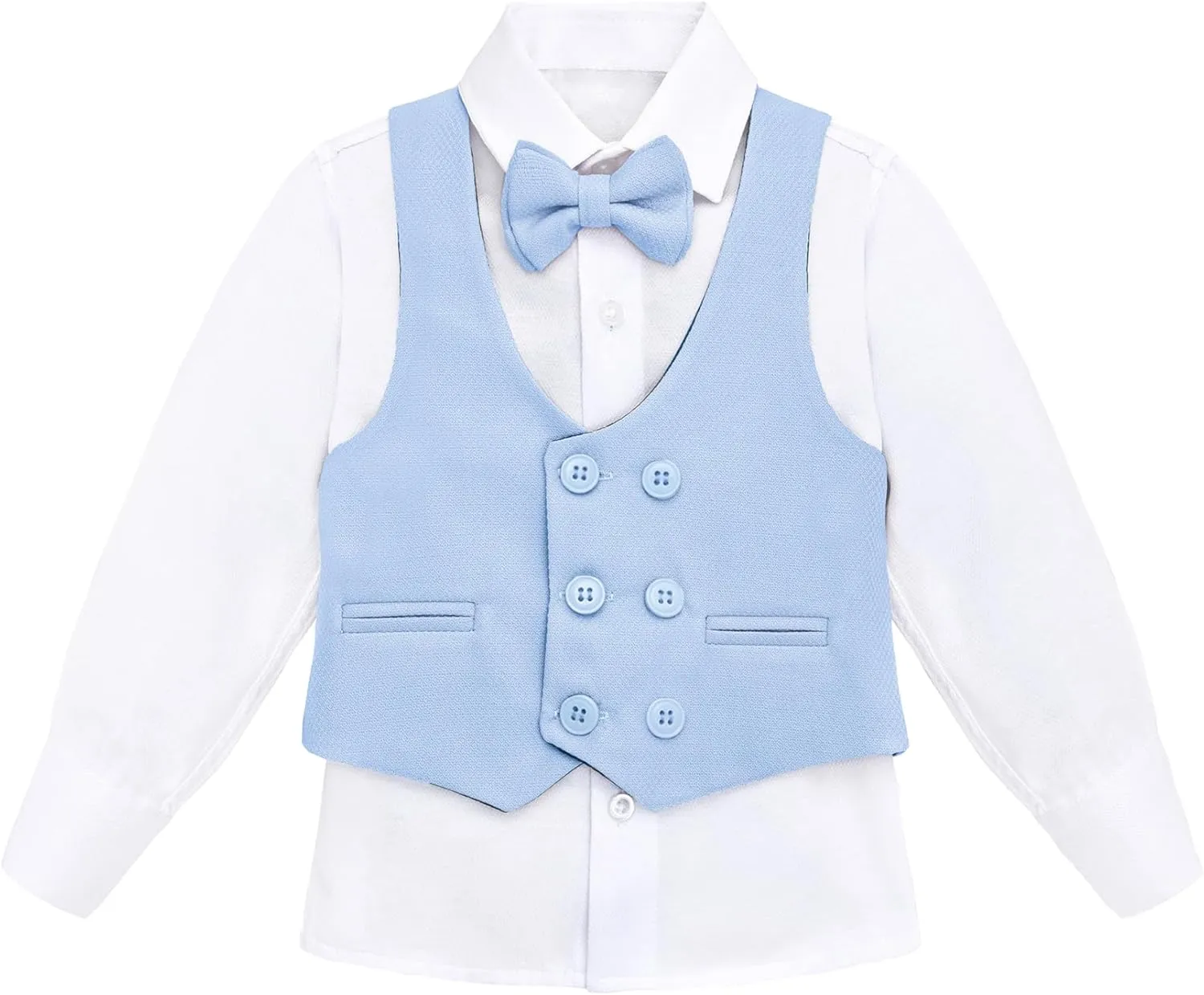 Lilax Toddler & Little Boys Suit Set, Formal Suit Vest, White Dress Shirt, Dress Pants and Bowtie 4 Piece Suit Set
