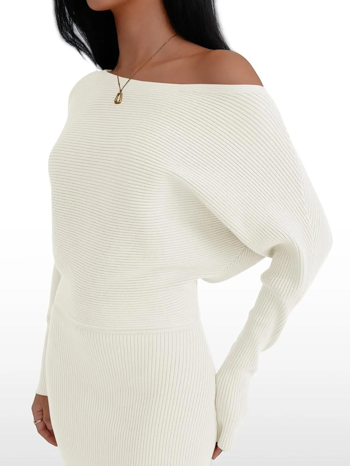 LILLUSORY Womens Fall Sweater Dresses Off The Shoulder Winter Clothes Long Sleeve 2025 Midi Plus Size Fashion Outfits Party