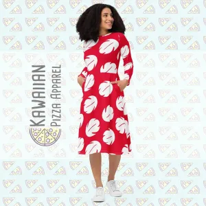 Lilo Inspired All-over print long sleeve midi dress