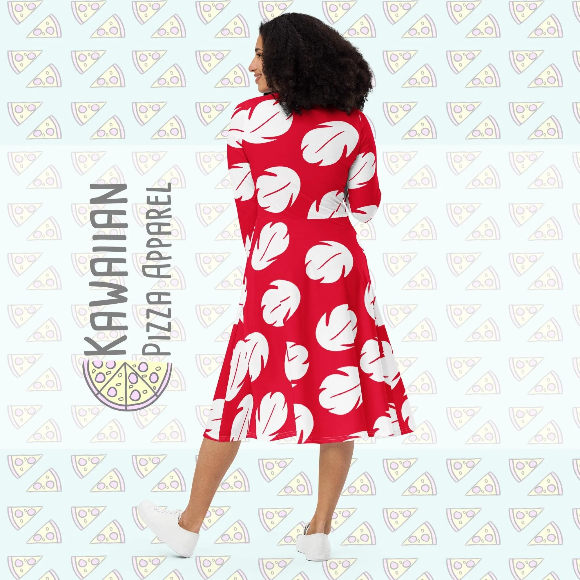 Lilo Inspired All-over print long sleeve midi dress