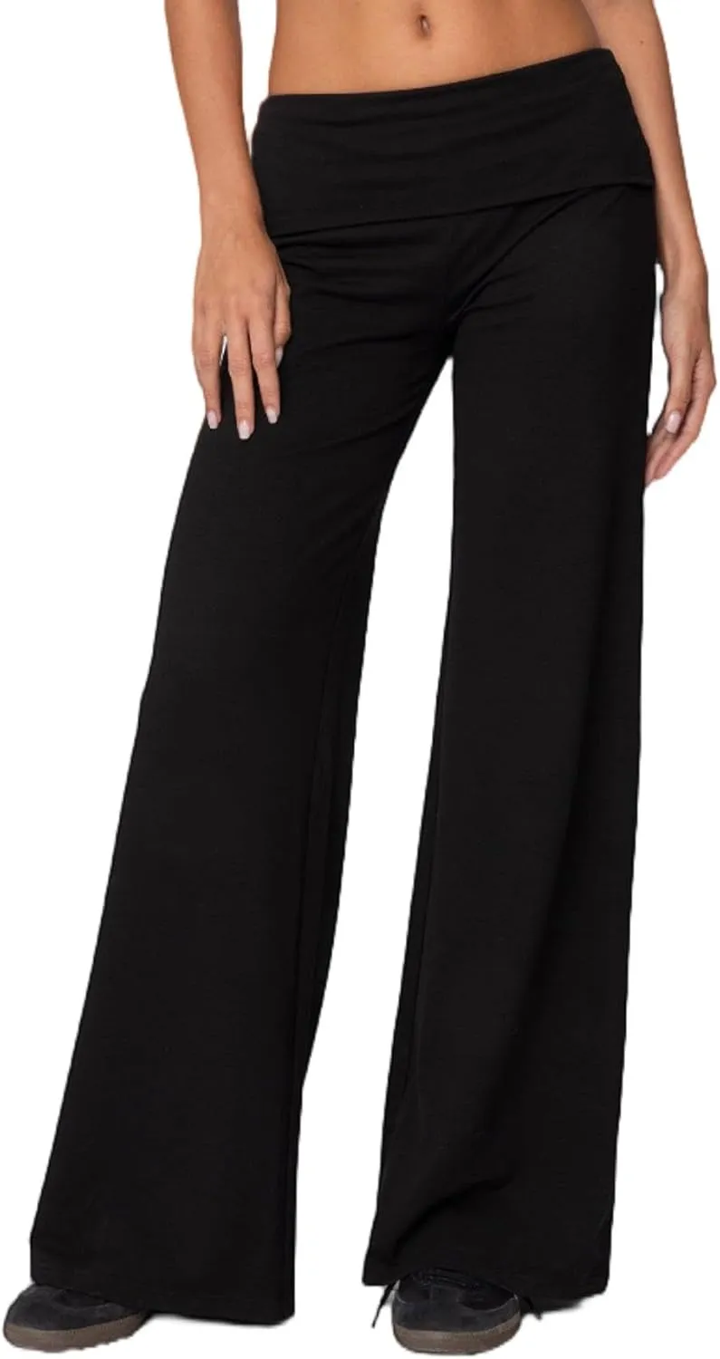 LILTWIST Fold Over Yoga Pants Women Y2k Flare Lounge Leggings Cute Low Rise Bell Bottom Leggings Wide Leg Bootcut Sweatpants