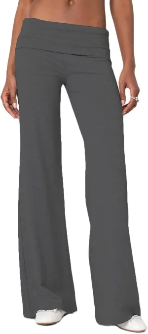 LILTWIST Fold Over Yoga Pants Women Y2k Flare Lounge Leggings Cute Low Rise Bell Bottom Leggings Wide Leg Bootcut Sweatpants