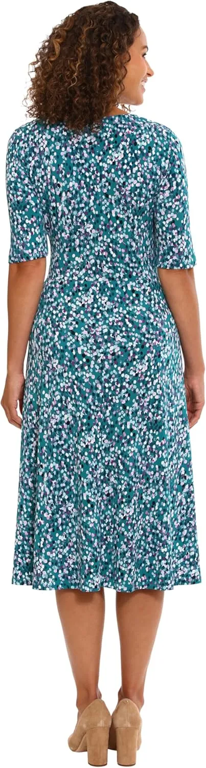 London Times Women's Side Waist Tie Fit and Flare Dress
