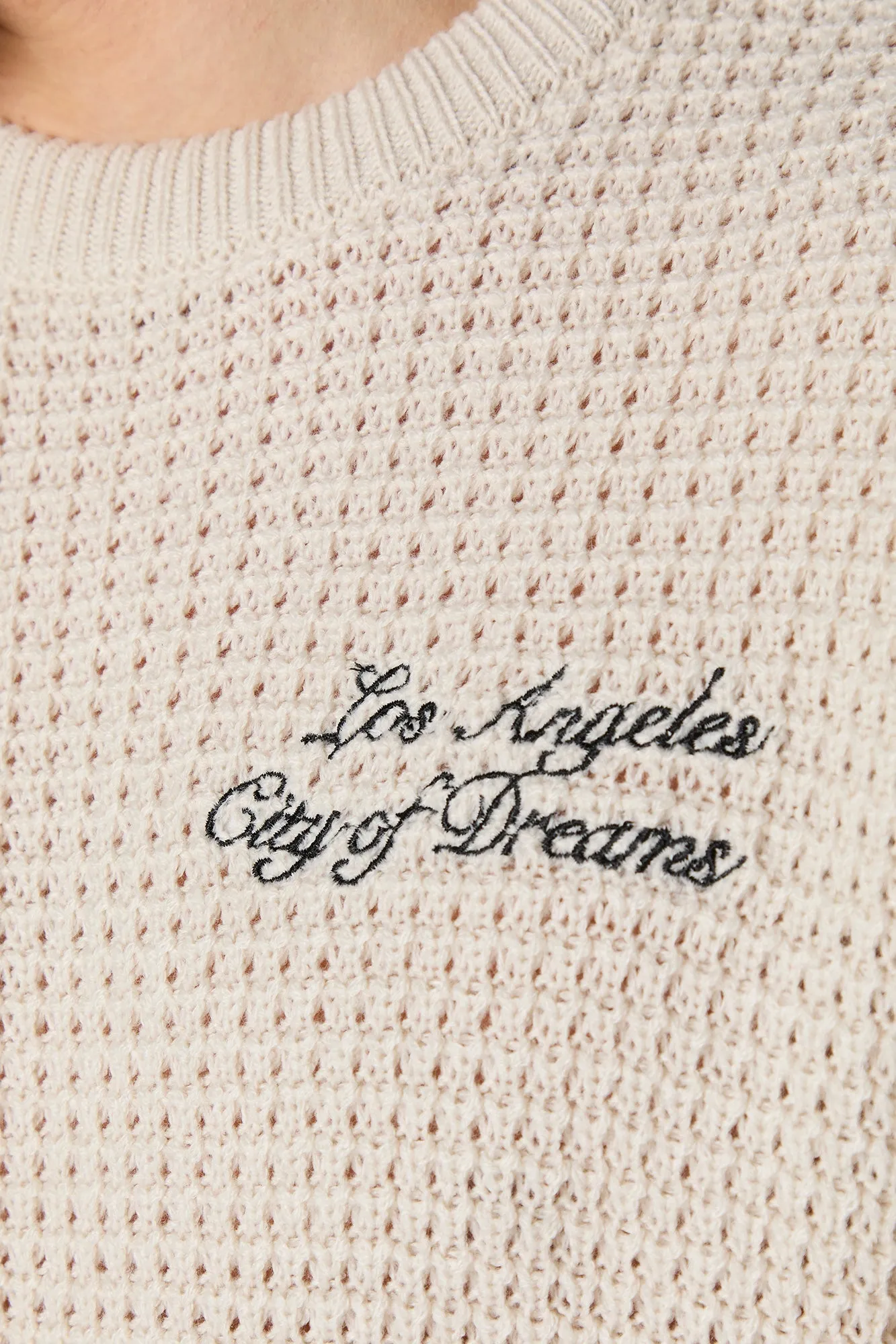 Los Angeles Embroidered Waffle Knit Sweater