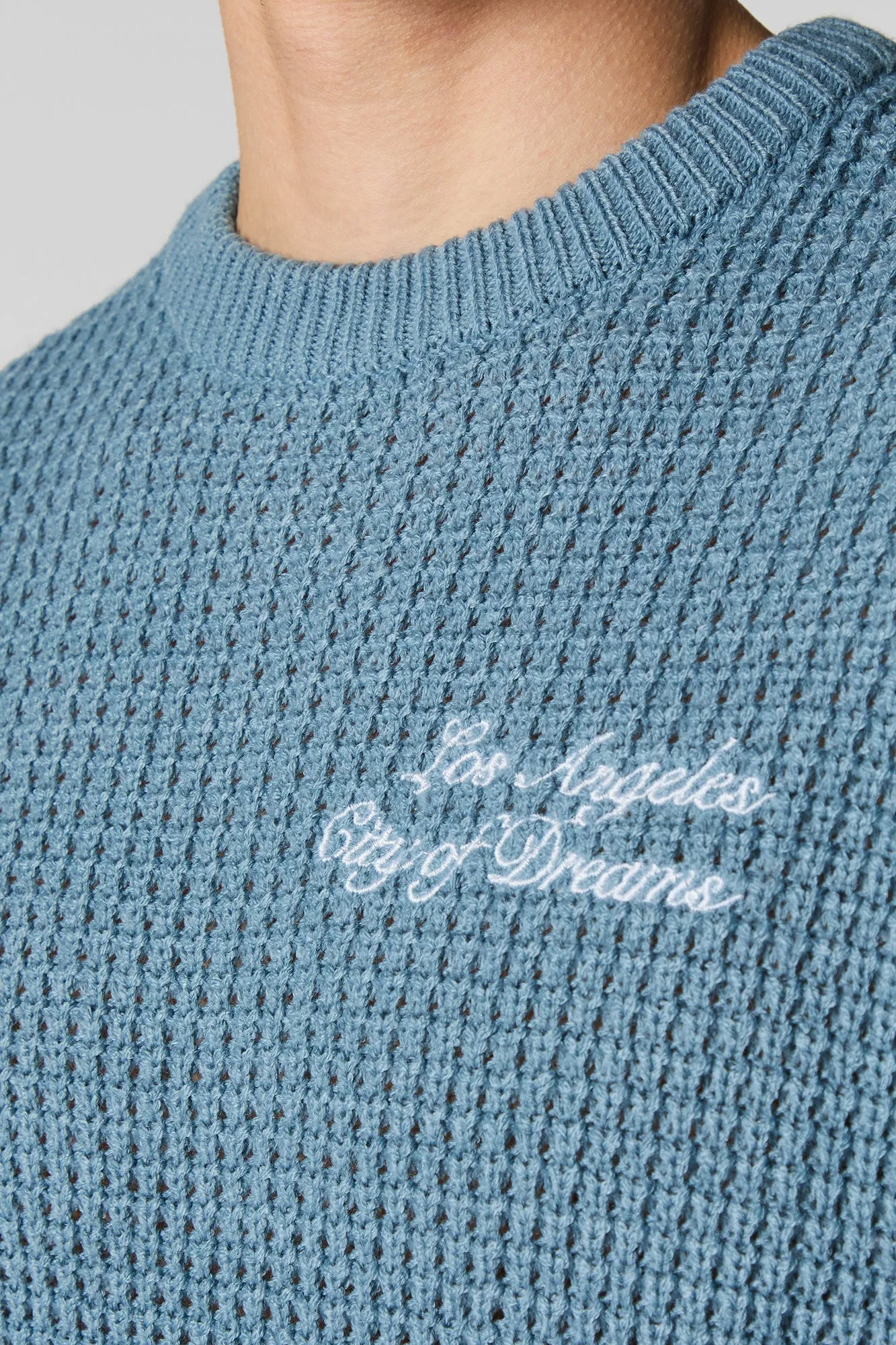 Los Angeles Embroidered Waffle Knit Sweater