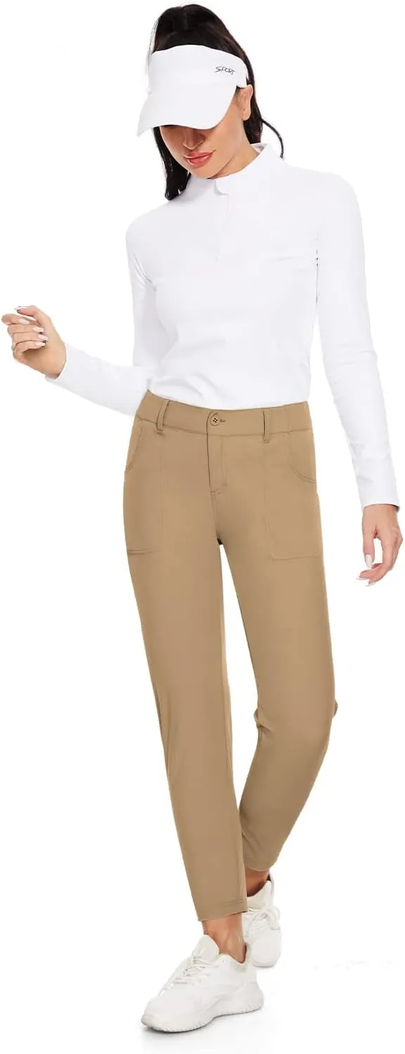 M MOTEEPI Womens Golf Pants Lightweight Stretchy Work Hiking Pants with Pockets Slim Fit Golf Apparel