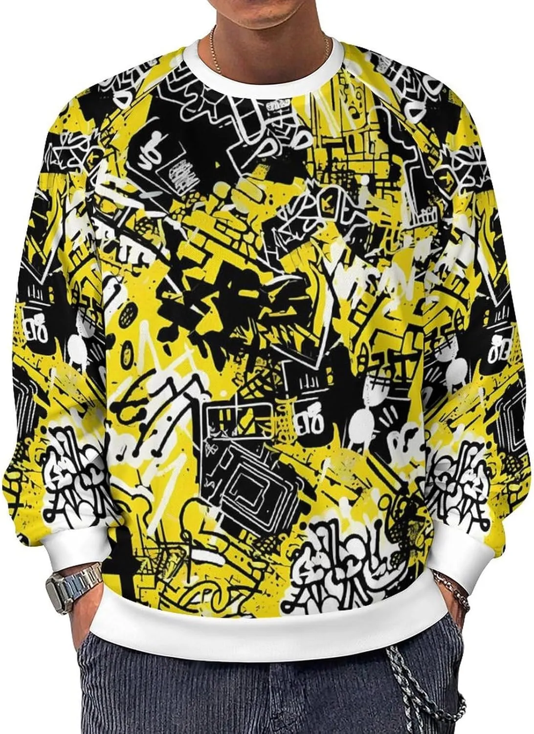 MARSVOVO Hip Hop Graphic Hoodie Essentials 50 Years of Hip Hop Long Sleeve Crew Neck Sweatshirt Fashion Street Tops