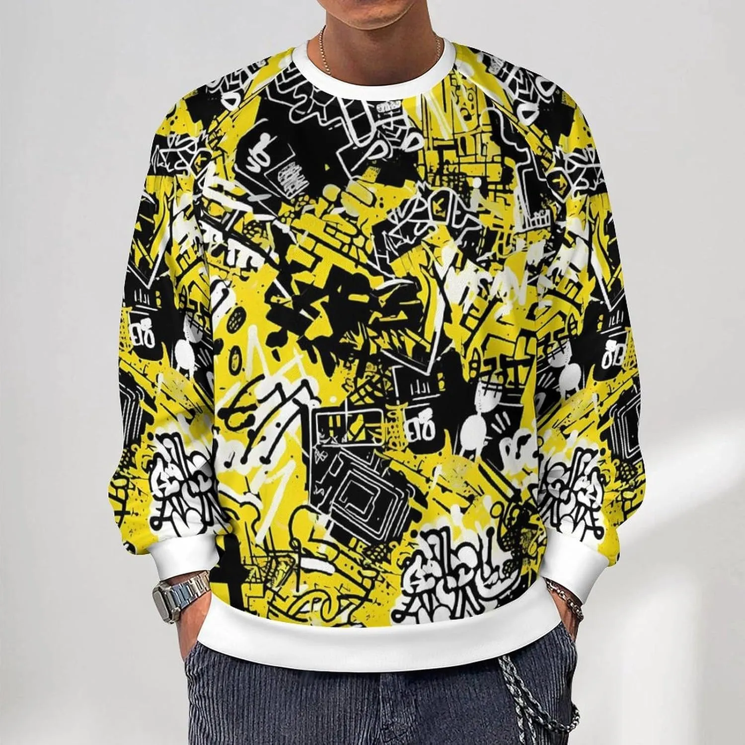 MARSVOVO Hip Hop Graphic Hoodie Essentials 50 Years of Hip Hop Long Sleeve Crew Neck Sweatshirt Fashion Street Tops