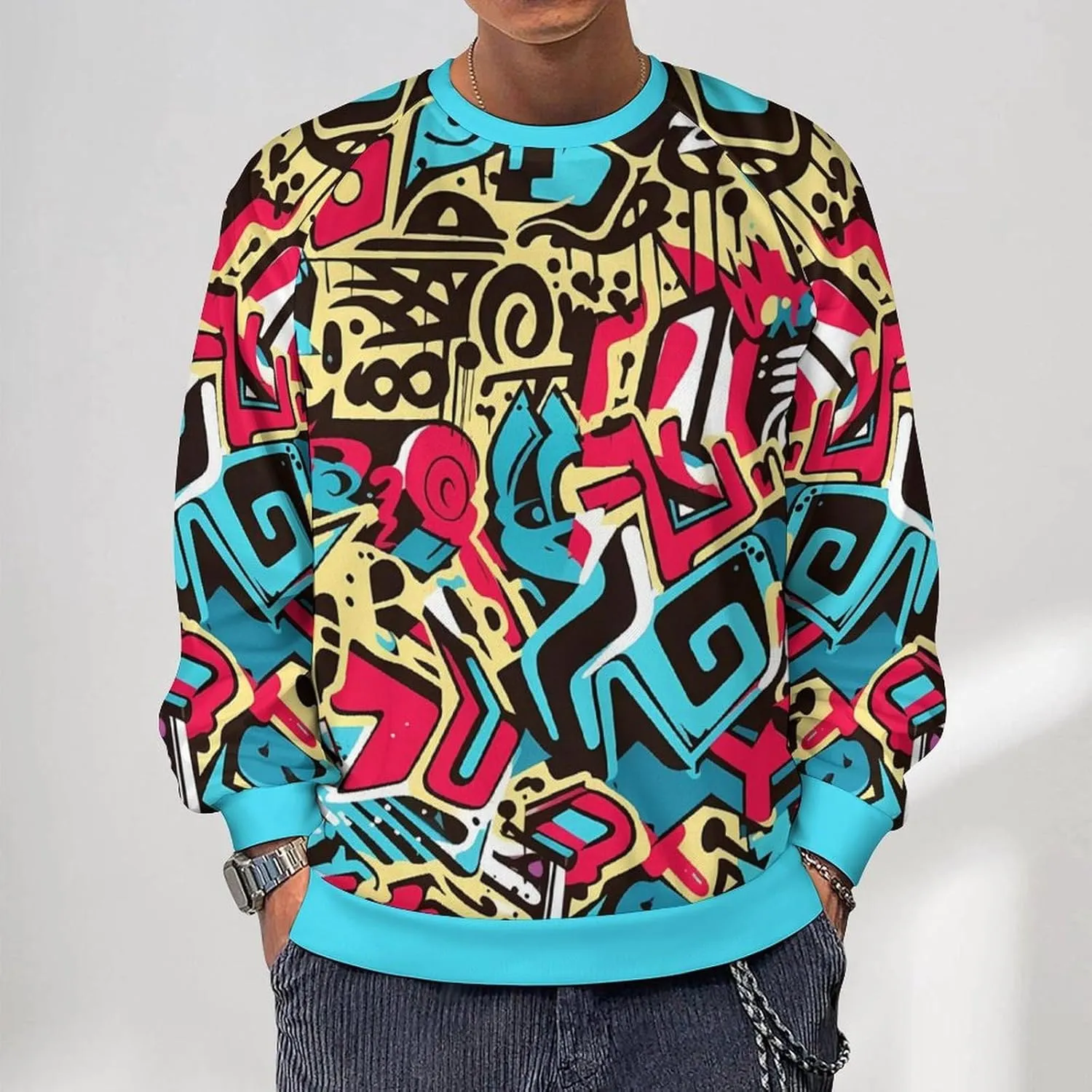 MARSVOVO Hip Hop Graphic Hoodie Essentials 50 Years of Hip Hop Long Sleeve Crew Neck Sweatshirt Fashion Street Tops
