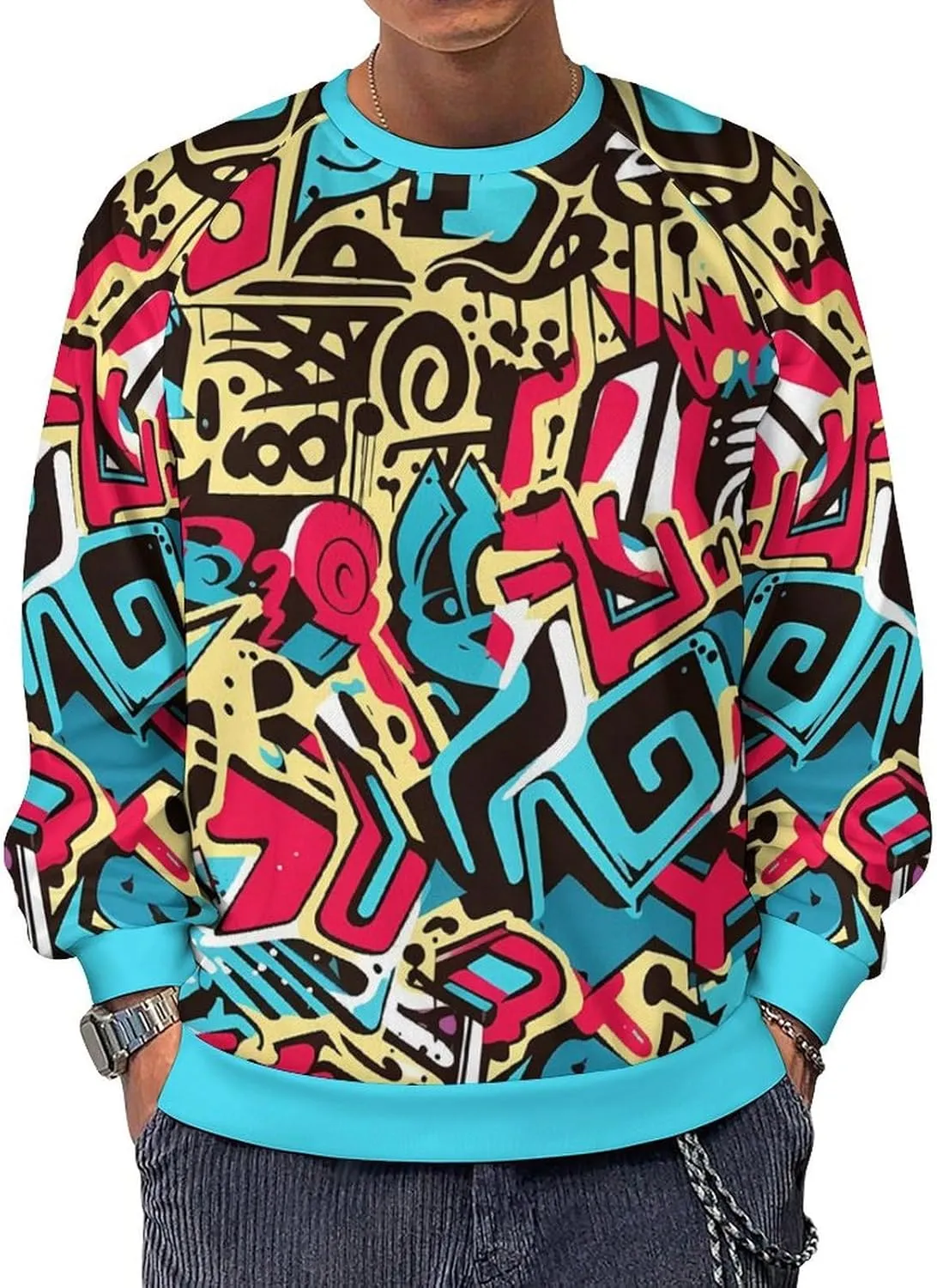 MARSVOVO Hip Hop Graphic Hoodie Essentials 50 Years of Hip Hop Long Sleeve Crew Neck Sweatshirt Fashion Street Tops
