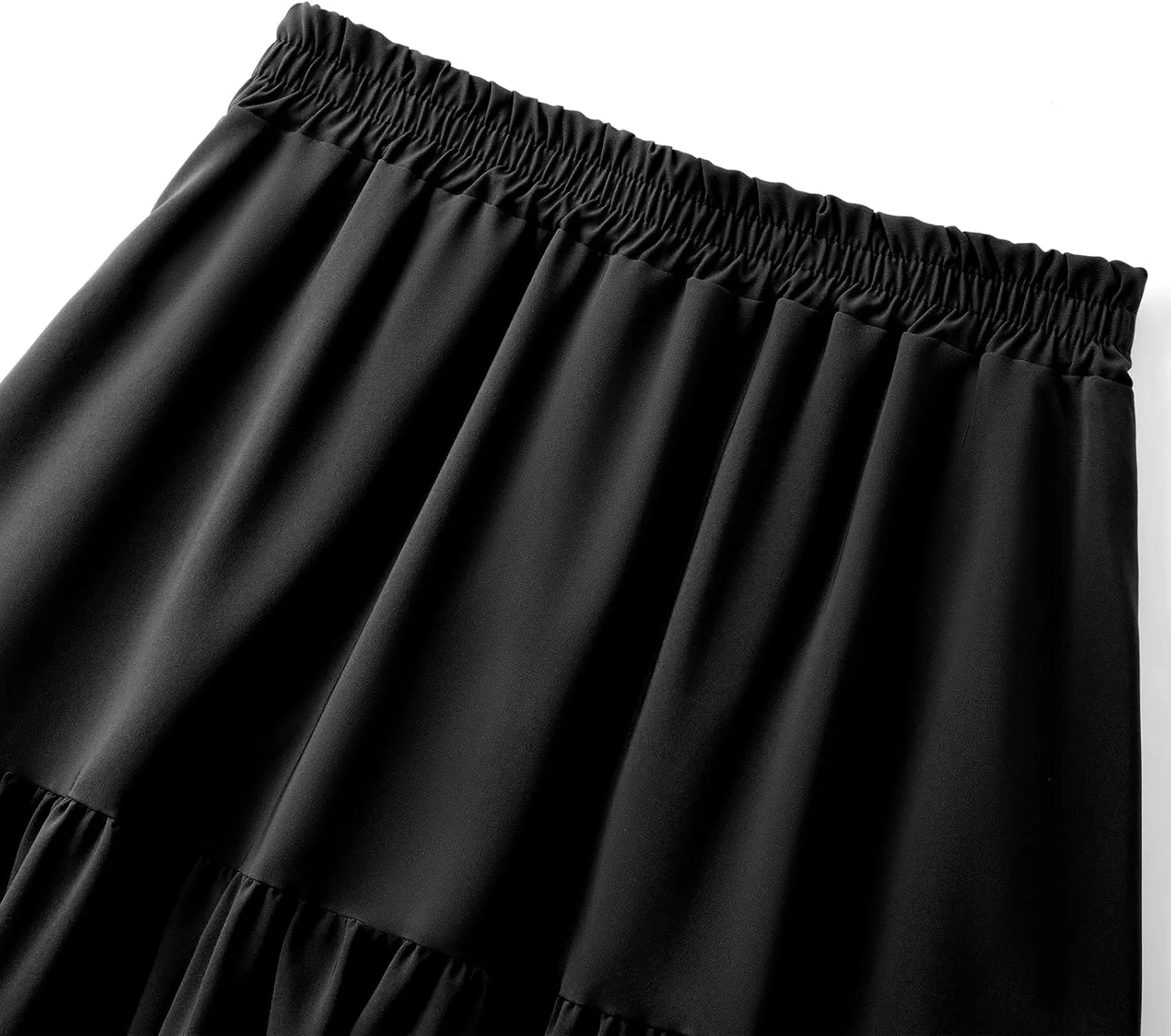 Maxi Skirt for Women Flowy Swing Tiered A-Line Fall Skirt Elastic High Waist Pleated Ruffle Long Beach Skirts Dress