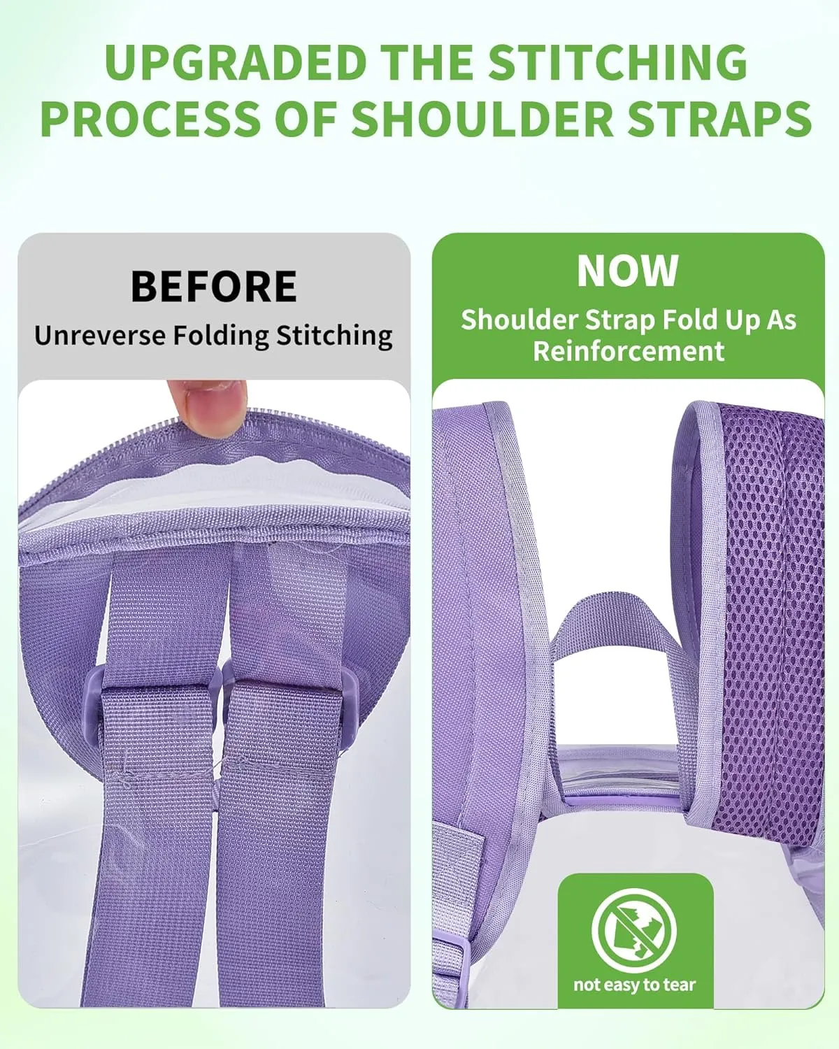MAY TREE Clear Backpack for Stadium Events, 12x11x5 Inches Small Clear Backpack for Concert Festival Sports Outdoor - Purple
