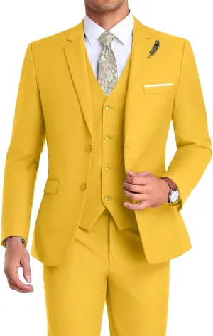 Men Suit 3 Pieces Slim Fit, Groomsmen Business Jacket Vest Pant with Tie 2 Buttons Prom Tuxedo Xs/3630