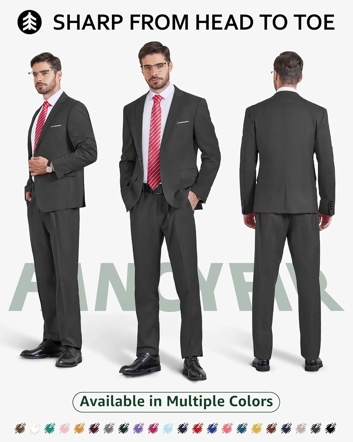 Men's 2 Pieces Slim Fit Suit Set, One Button Solid Jacket Pants for Party, Business, Wedding, Homecoming