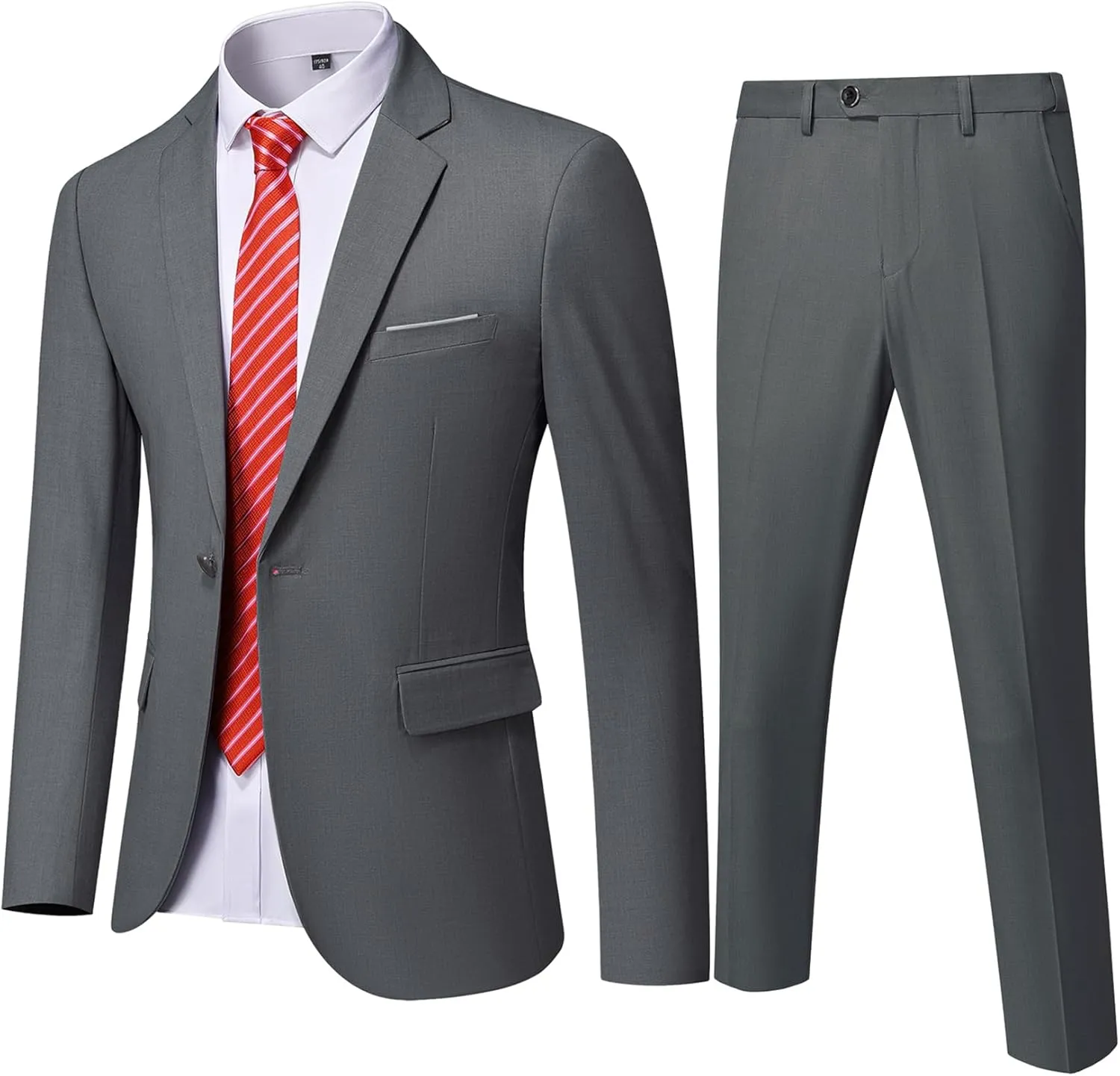 Men's 2 Pieces Slim Fit Suit Set, One Button Solid Jacket Pants for Party, Business, Wedding, Homecoming