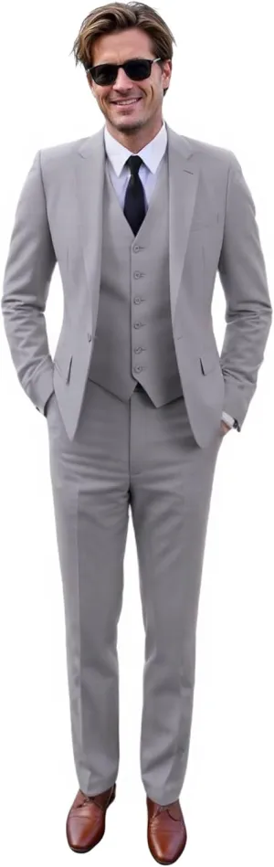 Men's 3-Piece Suits Fit Dress Suit Jacket Blazer Pants Vest Set Regular Wedding Tuxedos