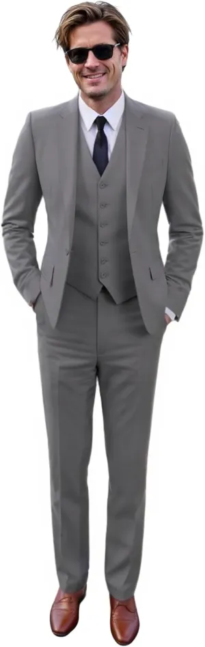 Men's 3-Piece Suits Fit Dress Suit Jacket Blazer Pants Vest Set Regular Wedding Tuxedos