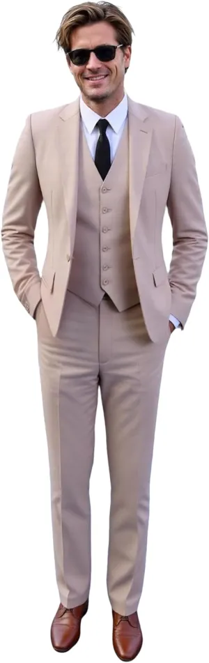 Men's 3-Piece Suits Fit Dress Suit Jacket Blazer Pants Vest Set Regular Wedding Tuxedos