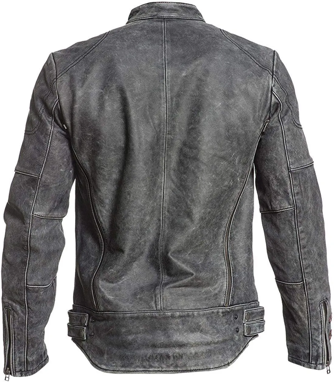 Mens Cafe Racer Vintage Riding Lambskin Leather Retro Motorcycle Black DISTRESSED LEATHER BIKER JACKET
