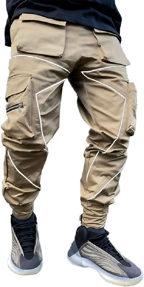 Mens Cargo Pants Hip Hop Techwear Harem Pant Jogger Sweatpants with Pockets Jogging Punk