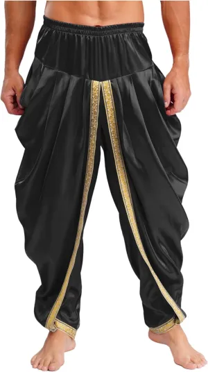 Men's Casual Harem Pants Palazzo Trousers Tribal Arabic Halloween Cosplay Pants Hippie Trousers