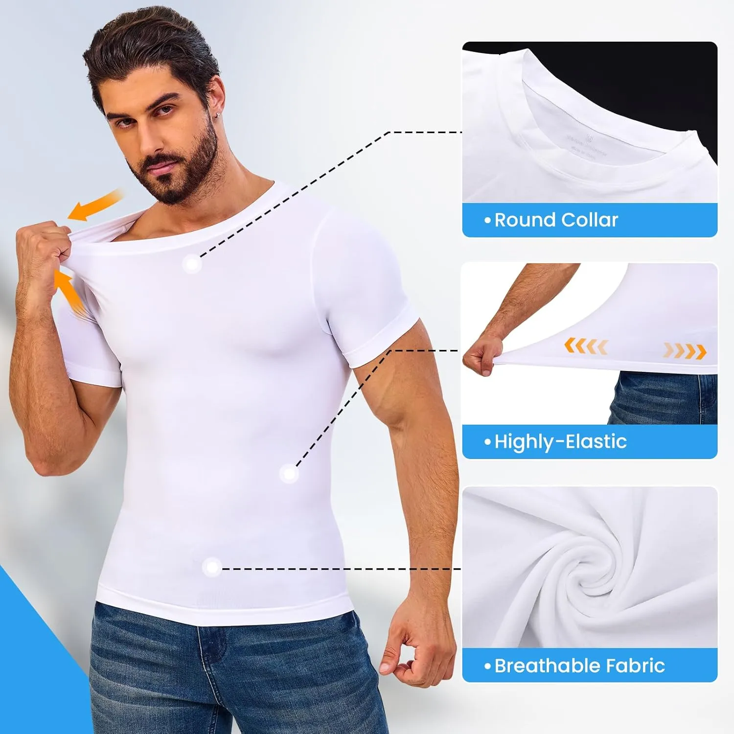Mens Shapewear Body Shaper Slimming Mens Compression Shirt Tummy Control Undershirt Gynecomastia Abs Abdomen Tops