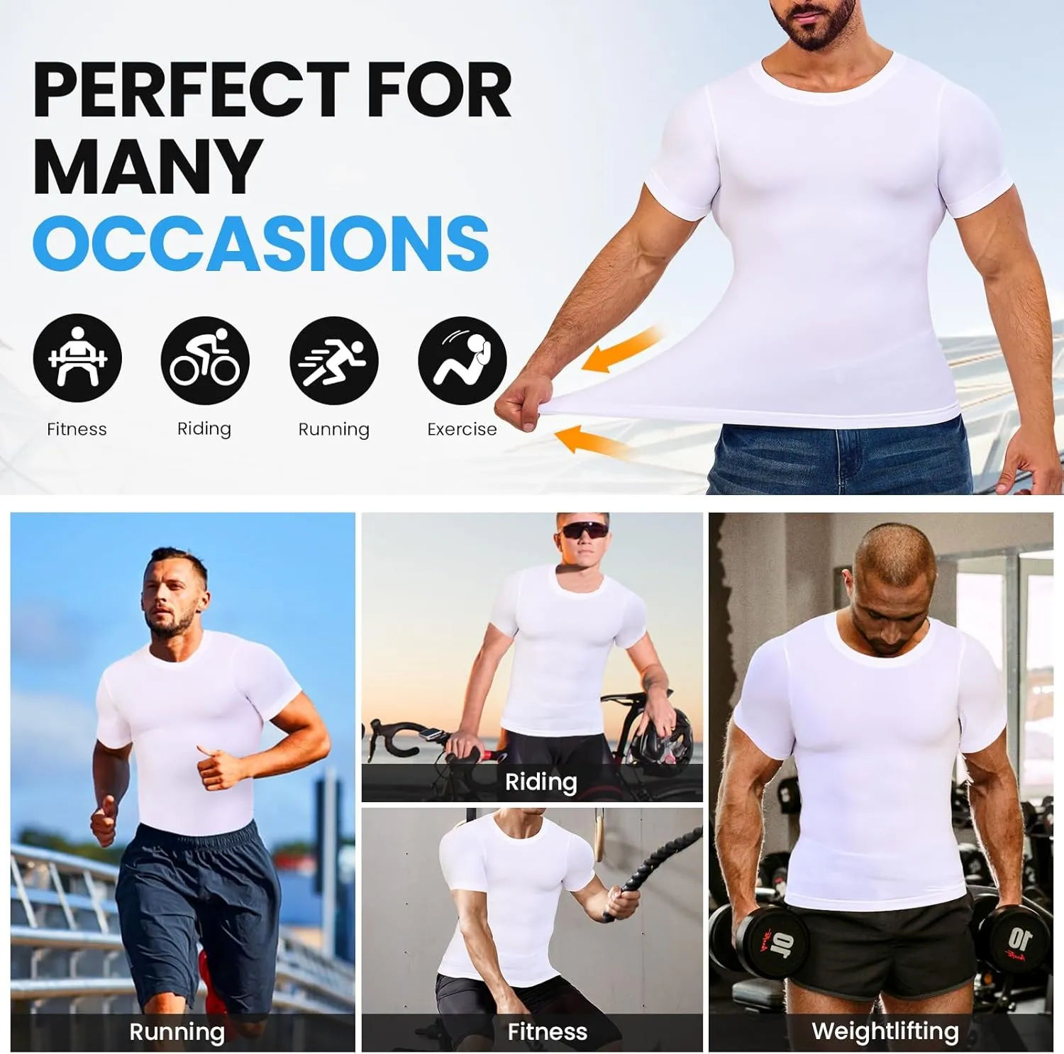 Mens Shapewear Body Shaper Slimming Mens Compression Shirt Tummy Control Undershirt Gynecomastia Abs Abdomen Tops